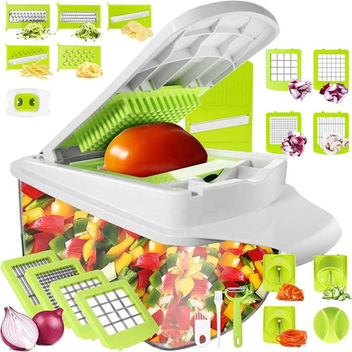 🥕 Découpe Légumes Multifonction 12 en 1 + Coupe fruits multifonctionnel offert